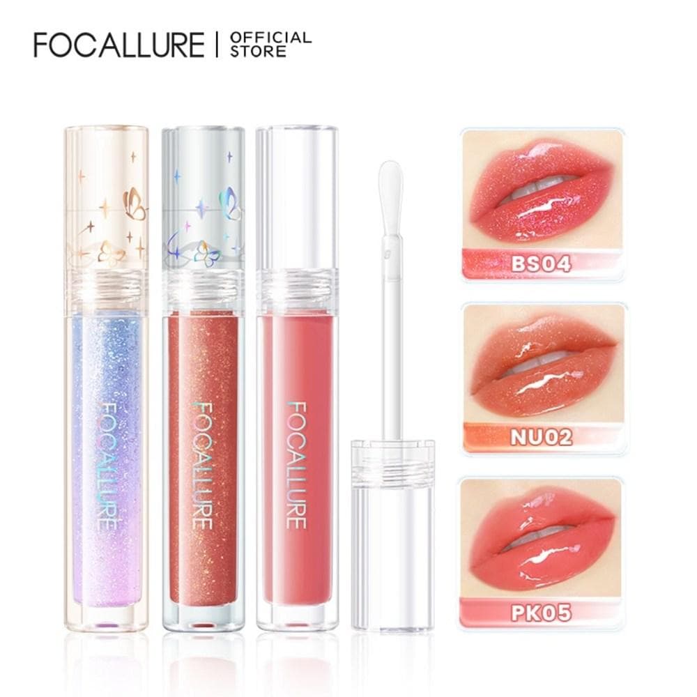 Lip Palette FOCALLURE Shimmer Liquid Lipstick Glitter Lip Gloss Long-lasting Moisturizing Plumper Tint Makeup Cosmetics, OR01, 1 piece