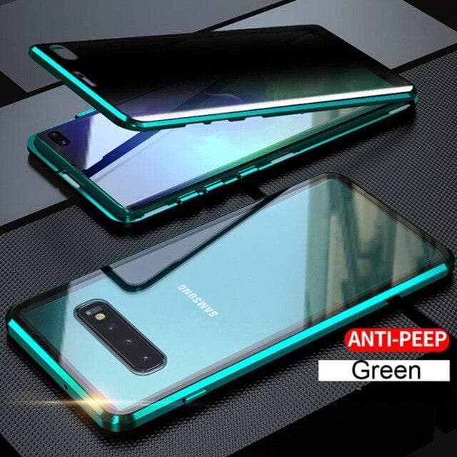 Privacy Anti Peeping Metal Magnetic Double Sided Glass Case For Samsung S26 S25 Ultra S22 S20 S21 S10 S9 S8 Note 20 10 9 8 Plus Ultra A71 A51 A70 Galaxy Note20 green
