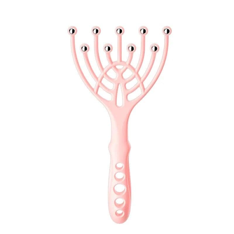 9 Claws Head Massger Streamlined Ball Body Relaxation Scalp Massage Hand Held Hair Relax Spa Health Care Stress Relief Aid pink