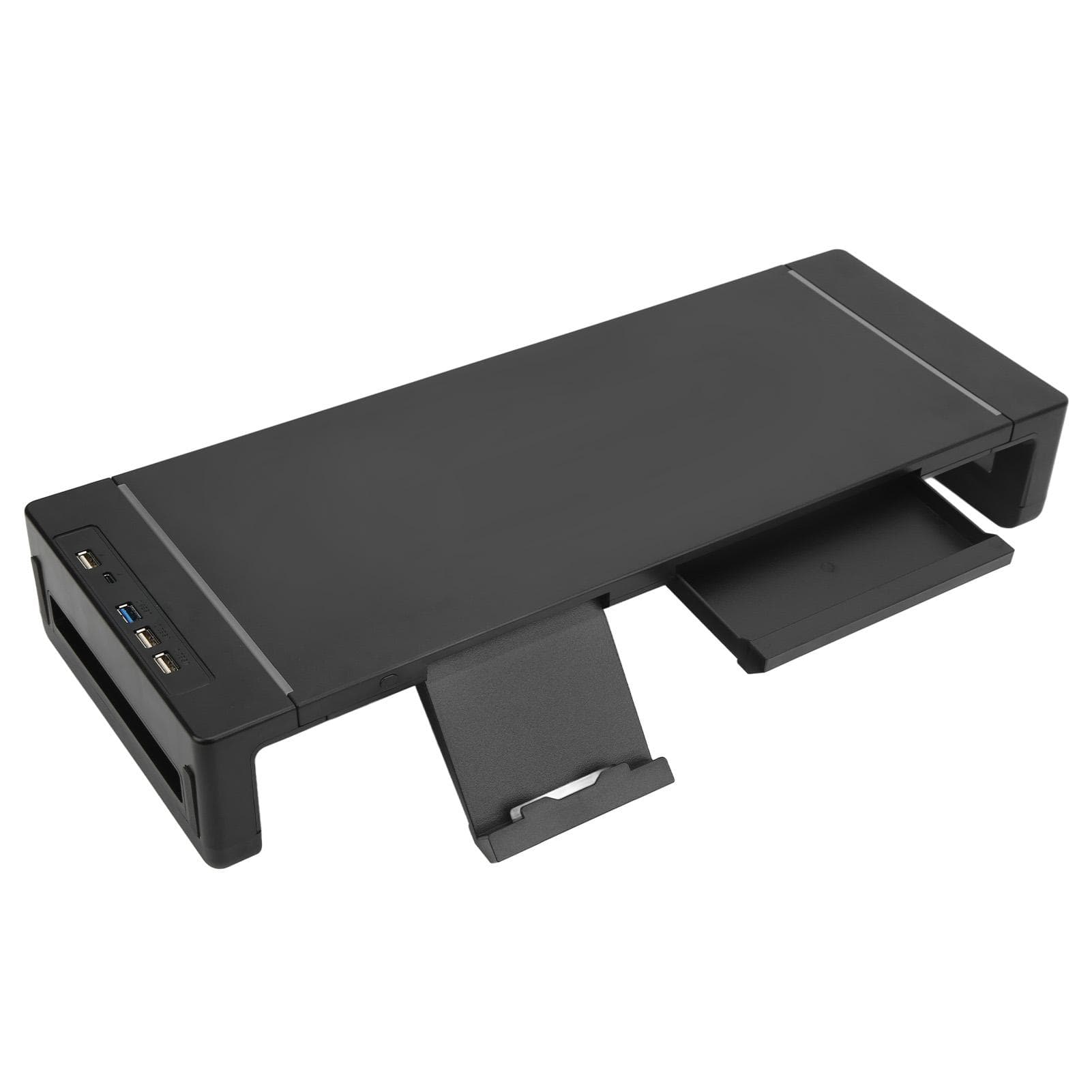 Monitor Stand Riser RGB Folding Regulable Length USB3.0 Charging Desktop Riser with Storage Box