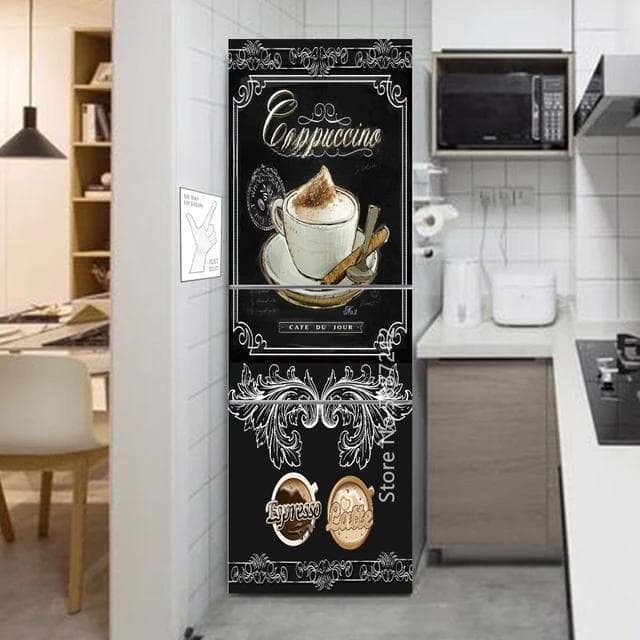Kitchen Vinyl Refrigerator Stickers Self-adhesive Fridge Wallpaper Door Cover Coffee Jungle Ball Decoration Poster Mural 3d Film 40x120cm(1pcs)