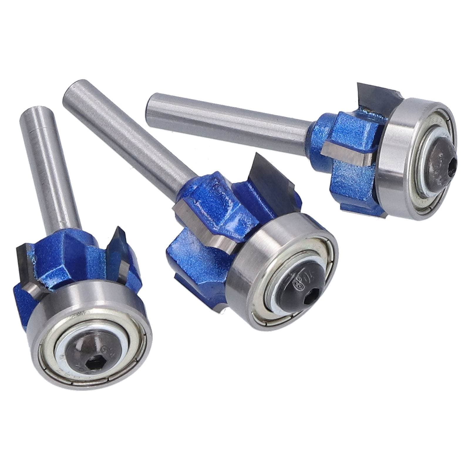 3Pcs Corner Round Bit Woodworking Milling Cutter Trimming Edge Knife 4 Flute 6mm Shank R1 R2 R3