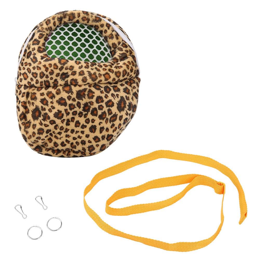 Pet Carrier Pocket Hamster Rat Cat Hedgehog Rabbit Ferret Sleeping Travel Bag (Leopard Pink L)
