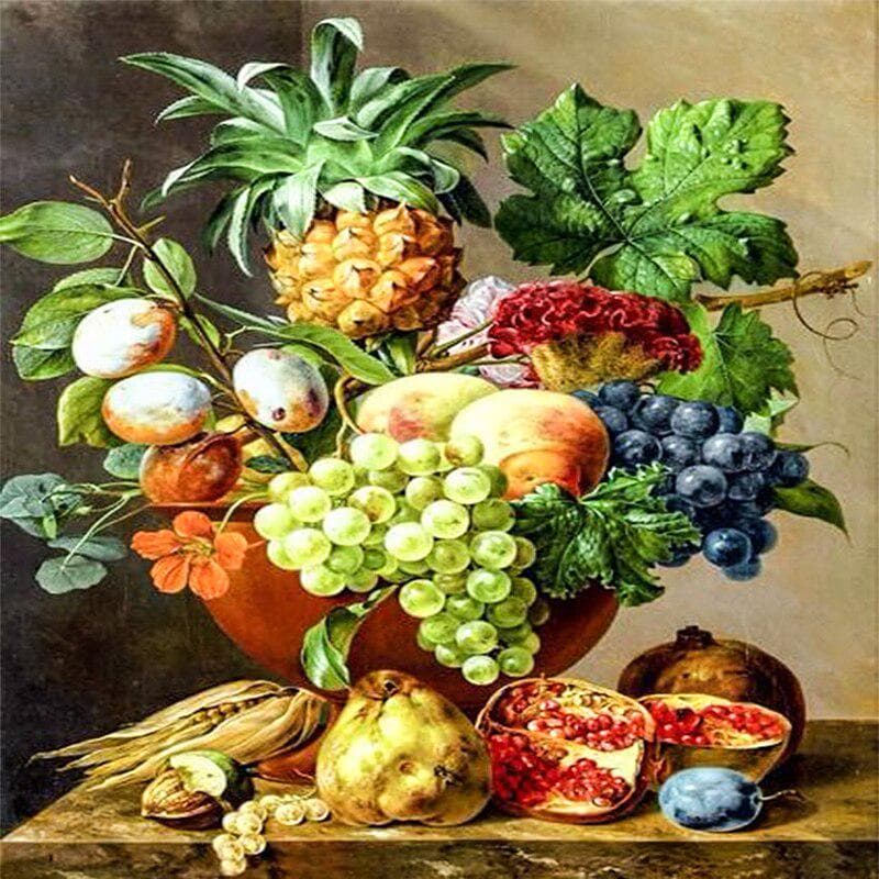 Diamond Embroidery All Kinds of Fruits Diamond Cross Stitch Round Diamond Painting 30x30CM