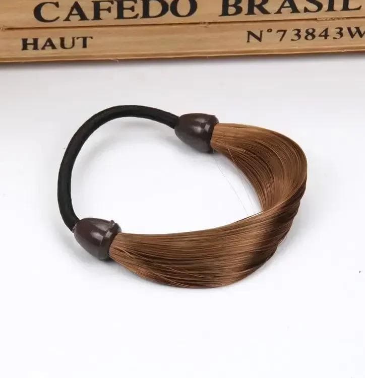 Women Girls Hair Ties Braiding Styling Tools Fluffy Invisible Seamless Bun Natural Synthetic Hair Ring DIY Decorations Braiders light brown