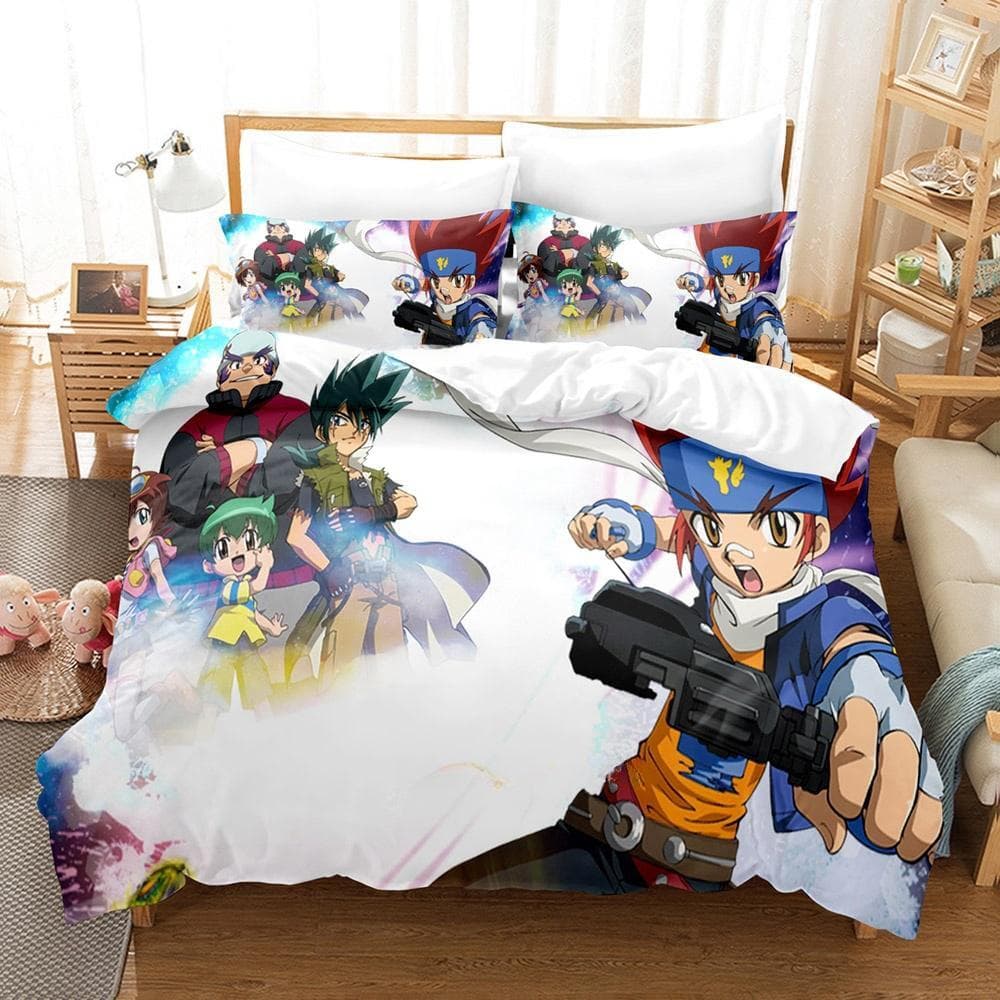 3D Print Anime Beyblade Bedding Set Duvet Cover Comforter Bed Set Quilt Cover Pillowcase King Queen Twin Size Boys Girls Adults AU Single 140x210cm