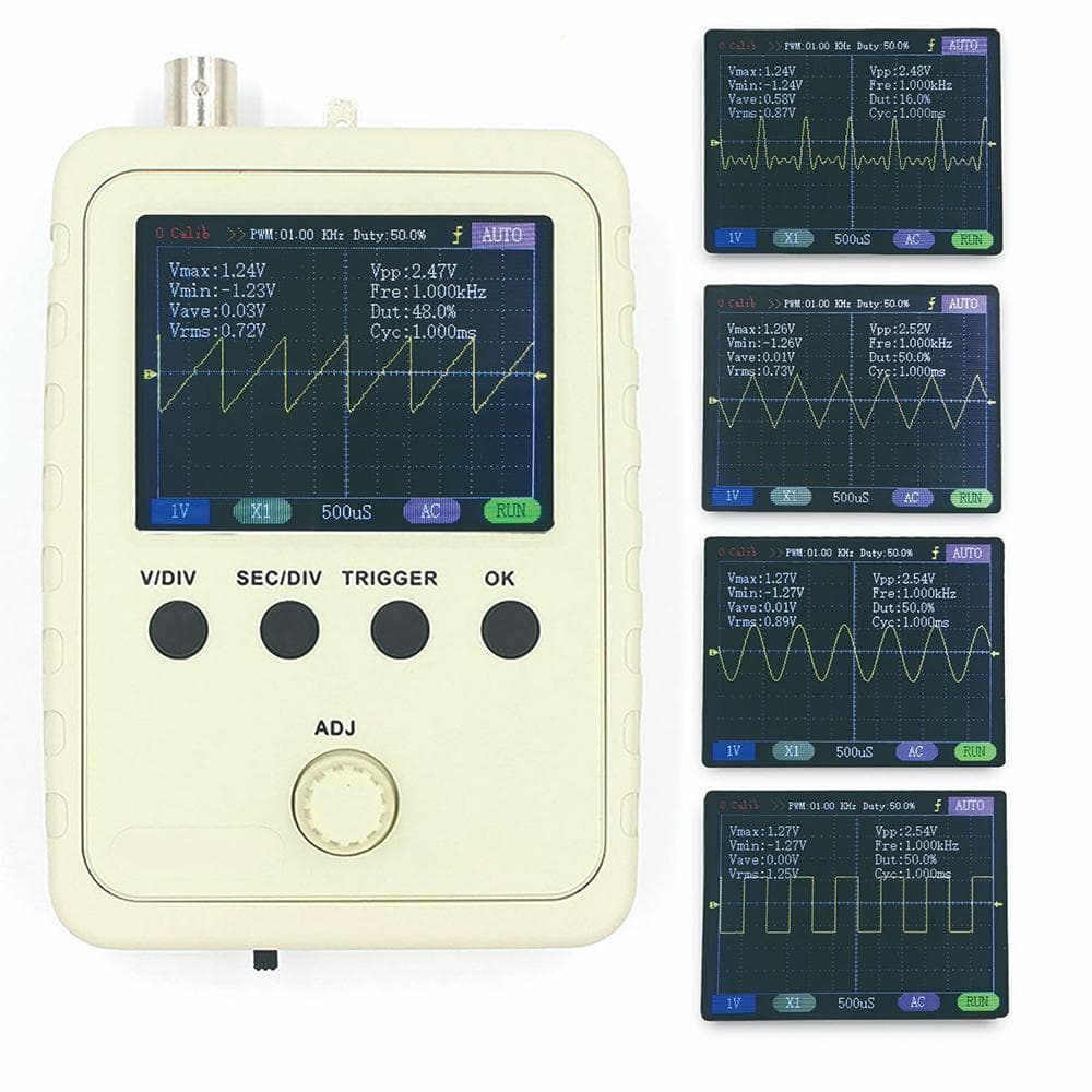 2.4-inch TFT Digital Oscilloscope Kit with Power Adapter and BNC-Clip Cable Probe (Assembled US Plug