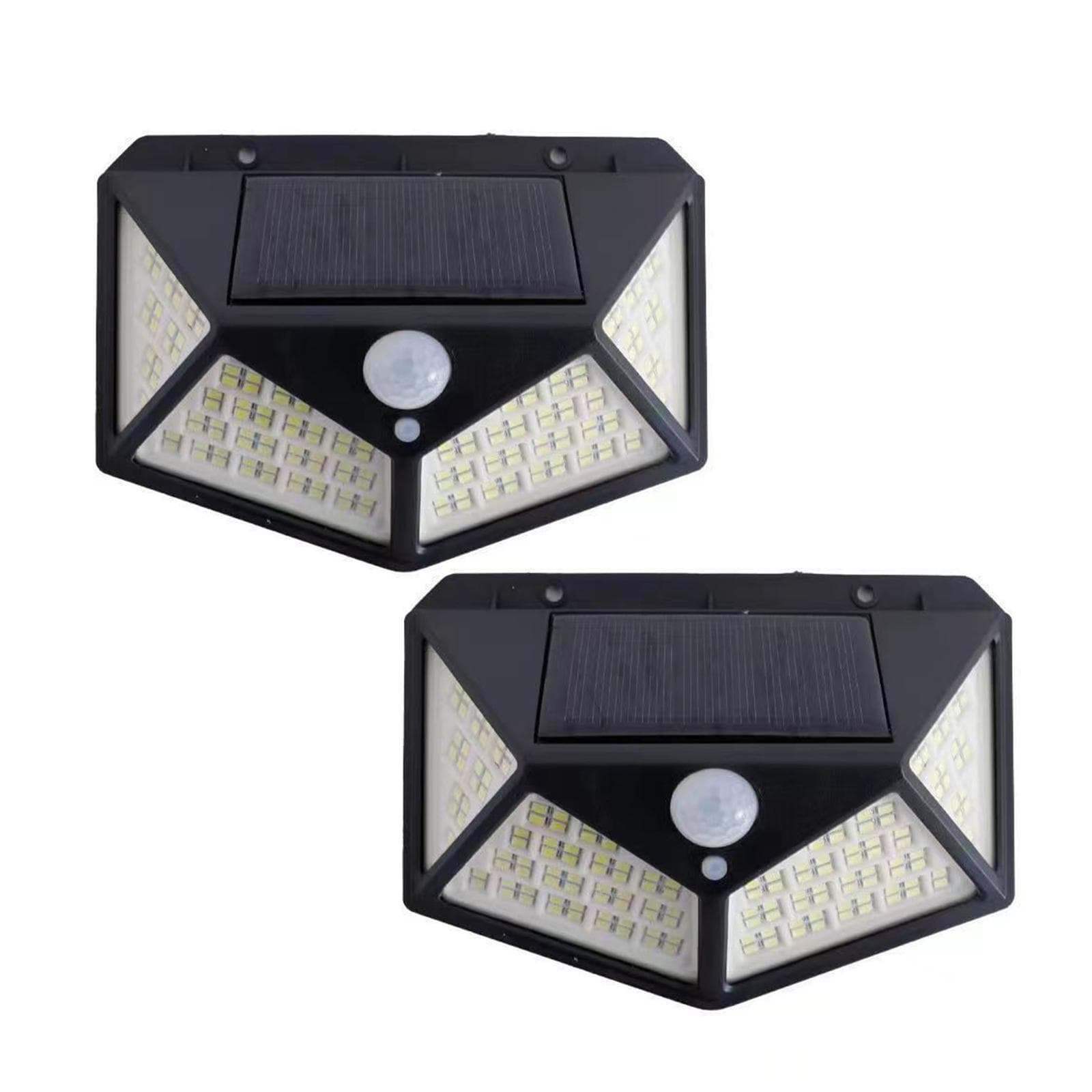 Solar Light Outdoor Garden Light Human Body Induction Wall Light Four Sides 100LED Rechargeable 2pcs