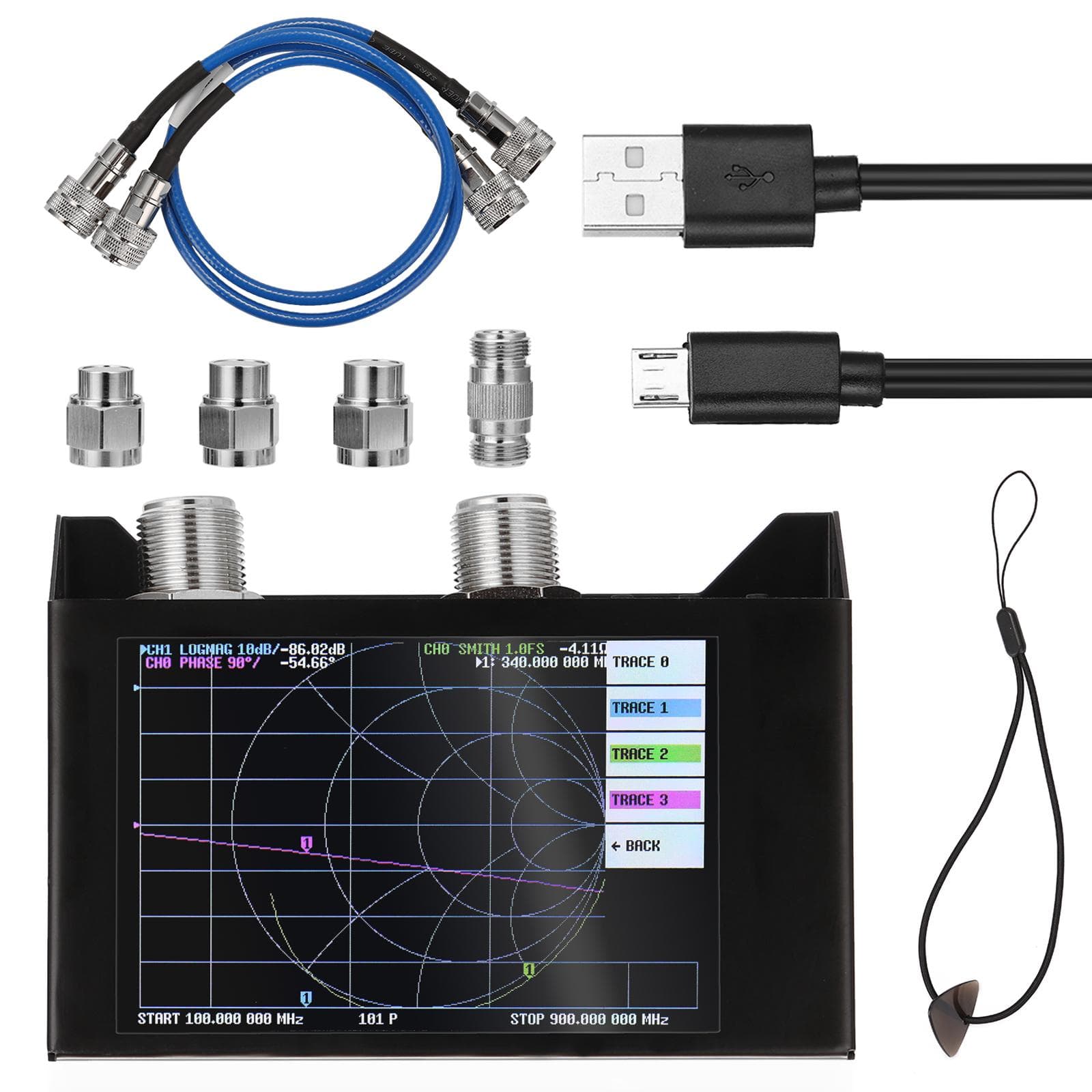 4.0 Inch Touching Screen 3G Vector Network Analyzer SAA-2N NanoVNA V2 Antenna Analyzer Shortwave HF black
