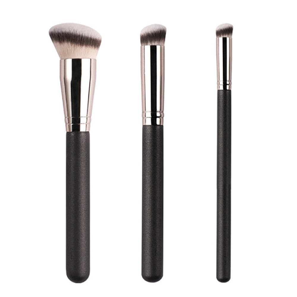 3pcs Makeup Foundation Brush Under The Eye Brush Mini Oblique Flat Nose Contour Brush For Concealer Blend Brush Set Round Head Concealer Brush 3pcs