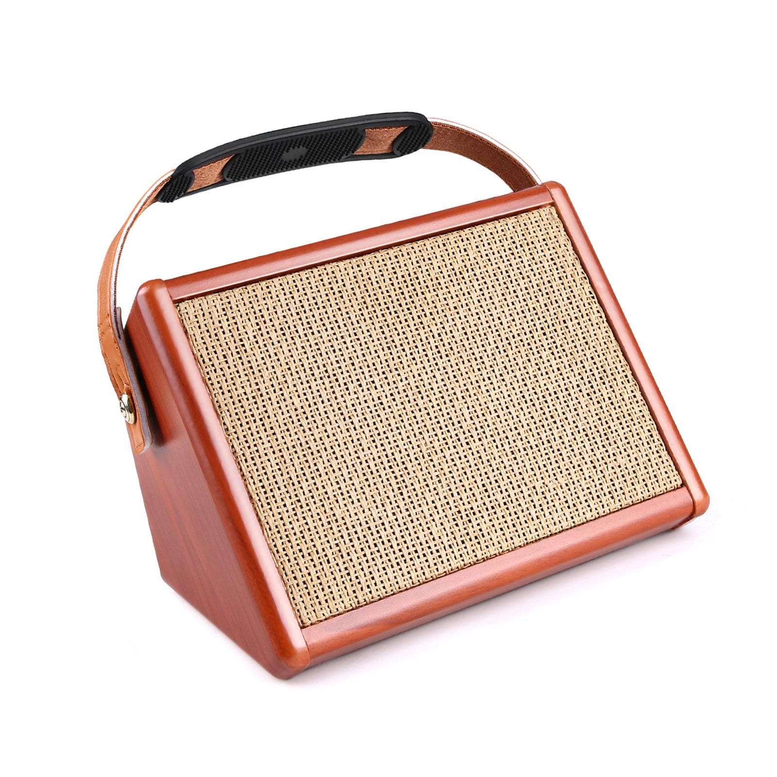AC-15 15W Portable Acoustic Guitar Amplifier Amp BT Speaker with Microphone Input Supports Volume brown