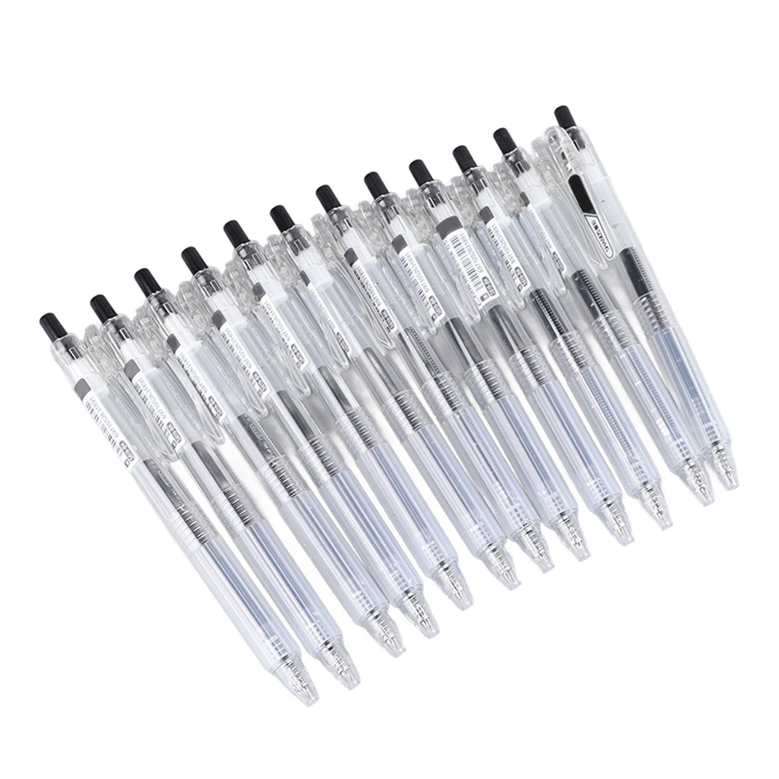 12PCS Black Gel Pens Portable Fine Point Retractable Gel Pens with Clear Pen Clip for Students