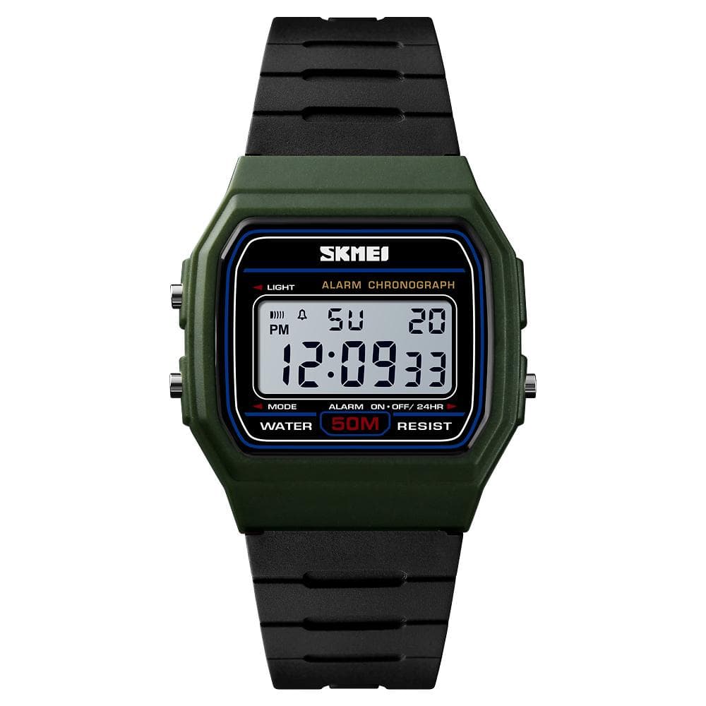 SKMEI 1412 Men Analog Digital Watch Fashion Casual Sports Wristwatch Time Display Alarm 5ATM Army green