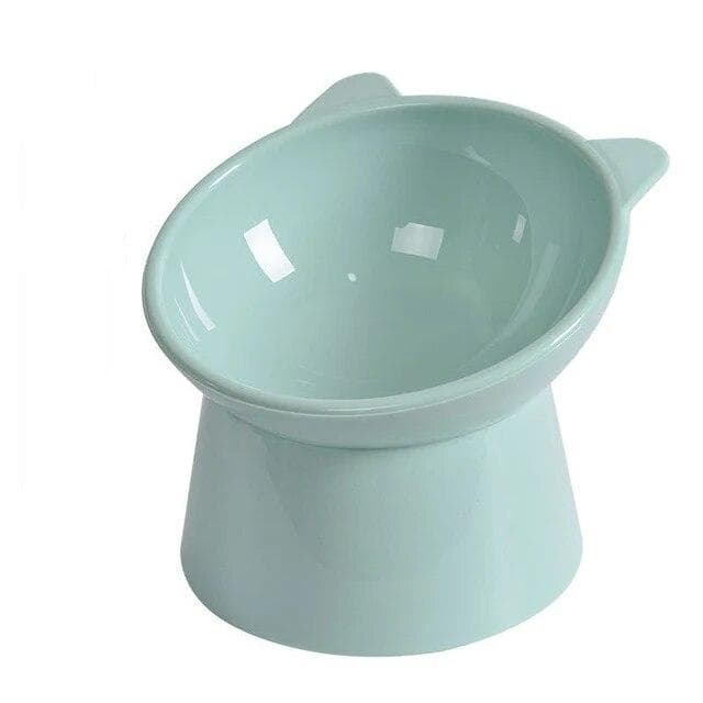 New Pet Cat Dog Bowl High Foot Dog Bowl 45° Neck Protector Cat Pet Food Water Bowl Anti-Overturning Binaural Pet Feeding Bowl green