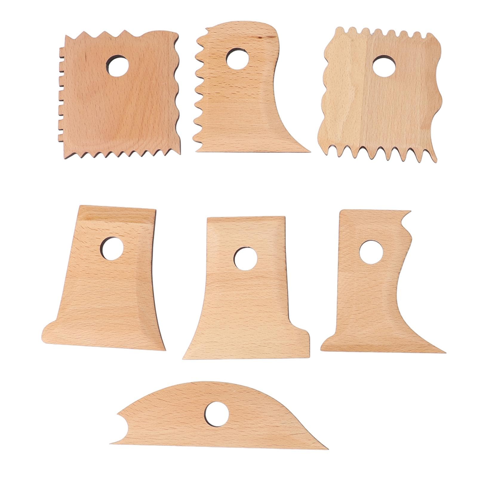 7PCS Pottery Foot Shaper Tools Beech Wood Polished Pottery Ribs Trimming Tools for DIY Clay