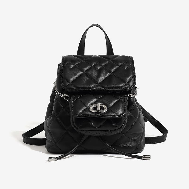 Fashion Women's Bag Small Fragrant Wind Ringer Backpack Female Summer Niche Design Senior Sense Chain Backpack black