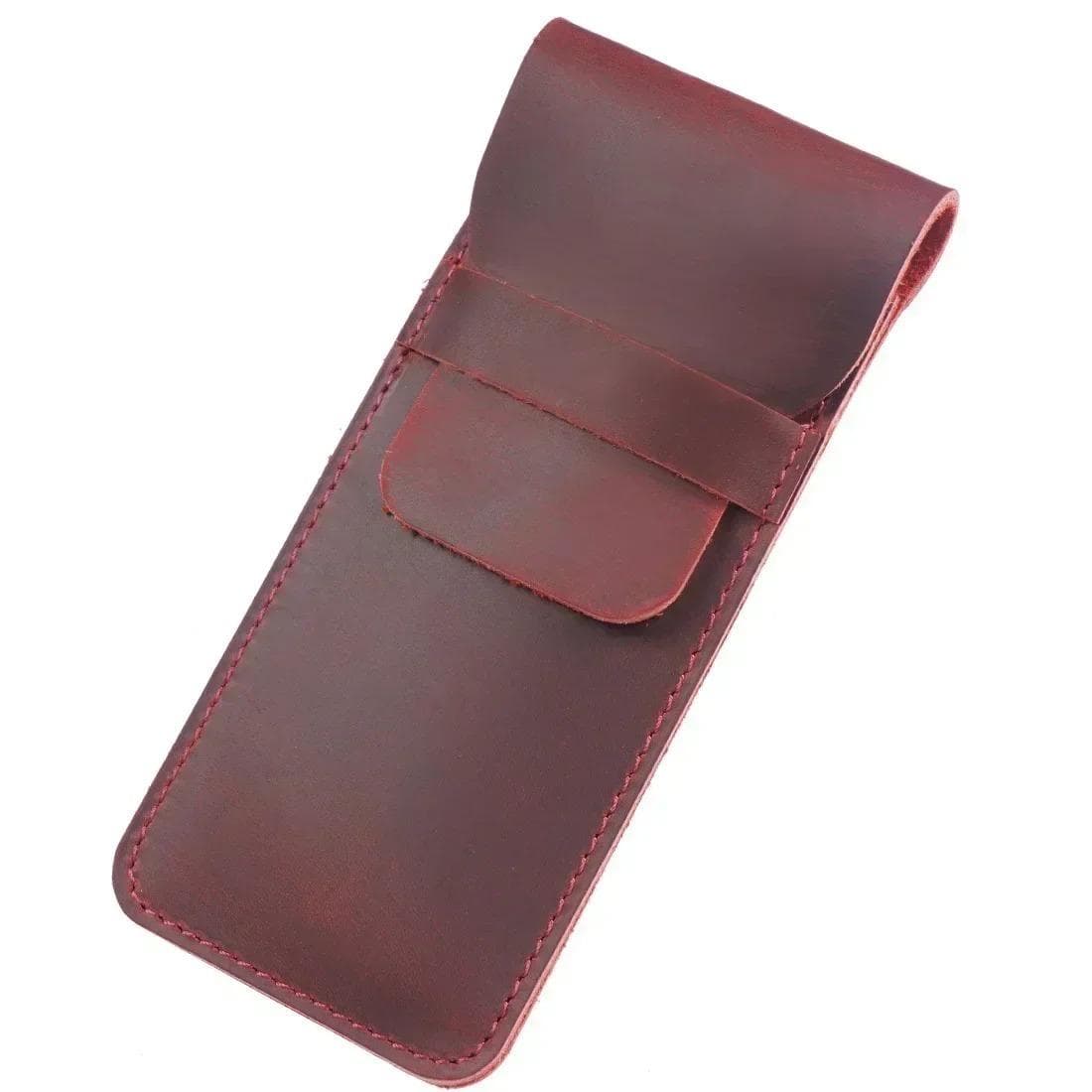 Handmade Genuine Leather Pencil Bag Cowhide Fountain Pen Case Holder High Quality Pen Pouch Retro Style Pen Storage Bag wine red