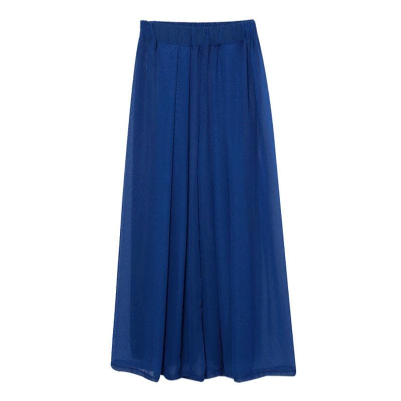 Fashionable Loose Large Size 200 Catties High Waist Skirt and Pants, Slim Chiffon Pants Skirt Wide-leg Women's Pants Casual and Long 6XL blue