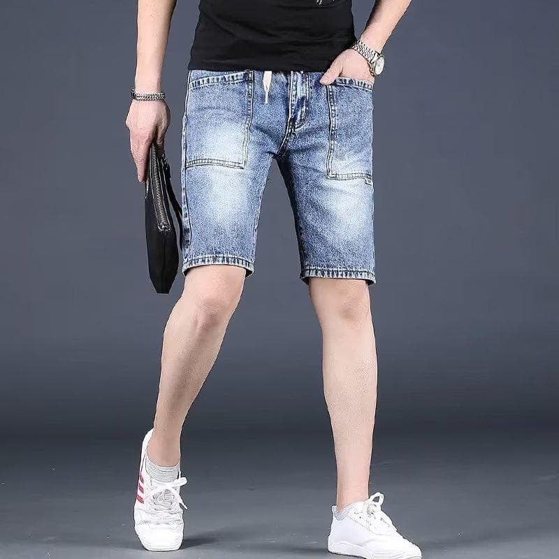 Summer Denim Shorts Men's Thin Straight Loose Cropped Pants Casual Pants Men's 29 light blue