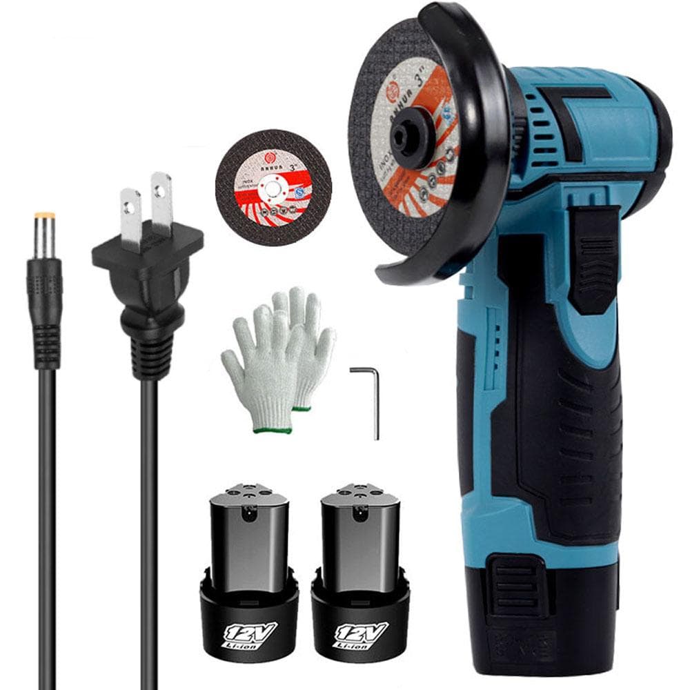 19500rpm Electric Grinding Tool Multifunctional Mini Grinder Handheld Cutter for Cutting Polishing 2pcs batteries US Plug multicolour