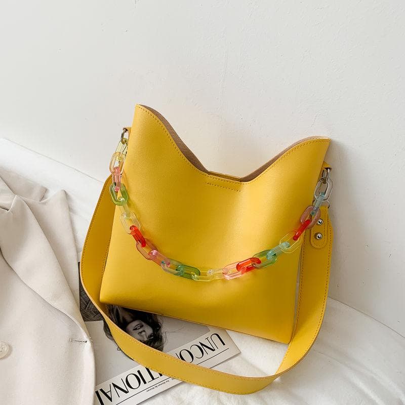 Fashionable Texture Large Capacity Bag Women, New Korean Version of The Hundred Popular Shoulder Bag, The Trend of Hundred Women's Bags yellow
