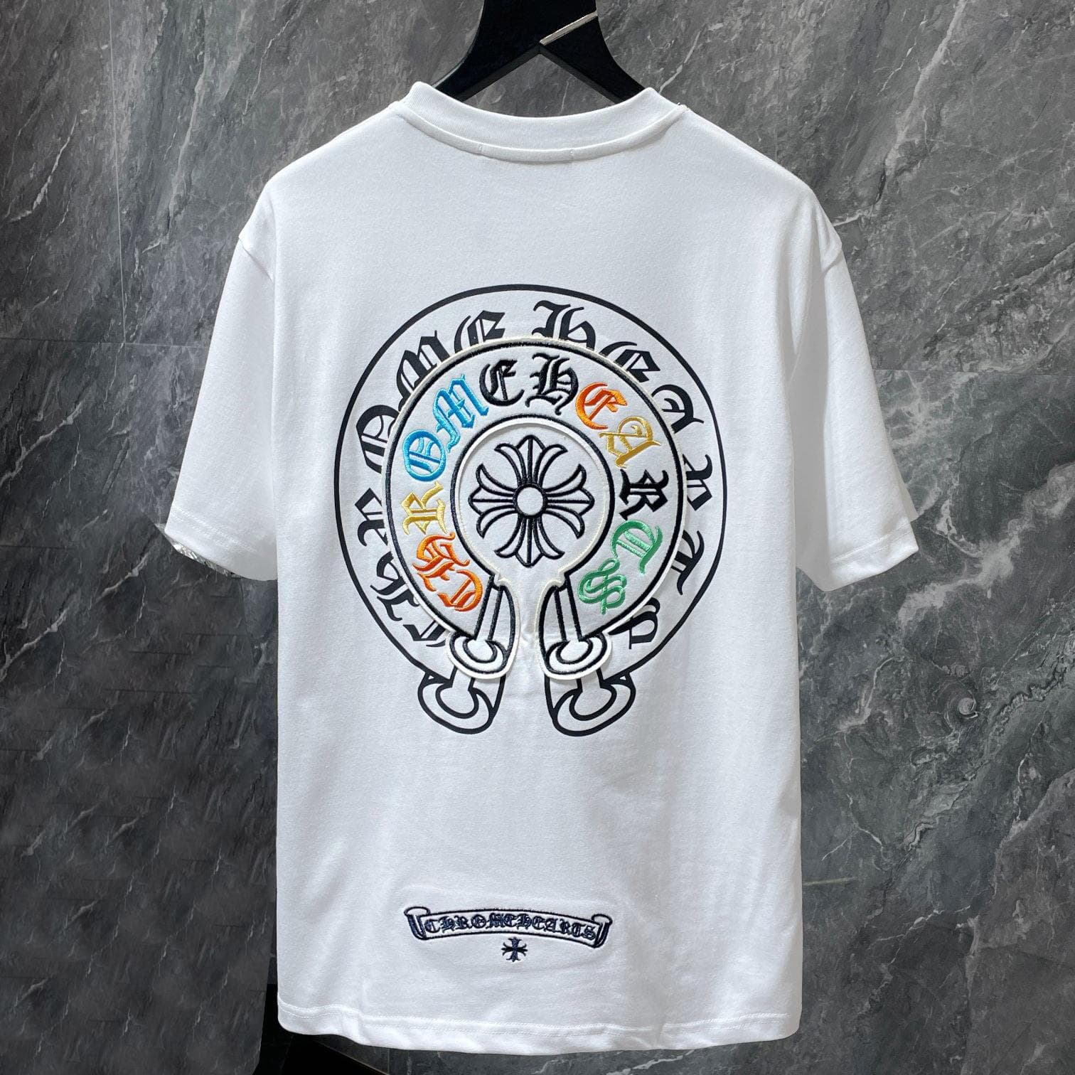 8719 CHROME HEARTS 2026 Summer New High Quality Cotton Round Neck Loose Large Size Men's and Women's T-shirt Couple T-shirt M white
