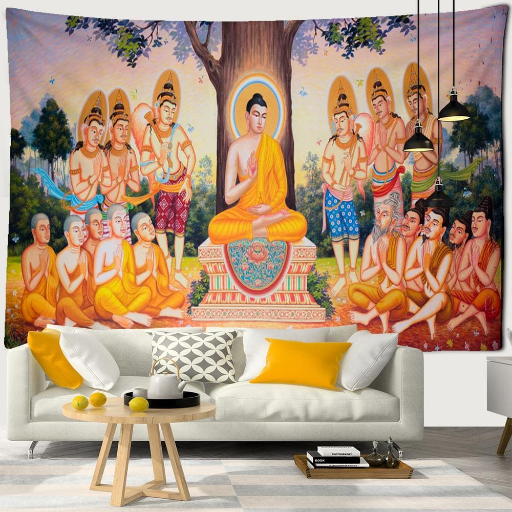 Indian Buddha Tapestry Wall Hanging Magic Bohemian Religious Polyester Sleeping Mat Bedroom Decorative Background Cloth 95x70CM