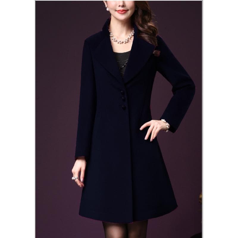 Thickened Woolen Women's Coat Medium and Long Woolen Coat XL
