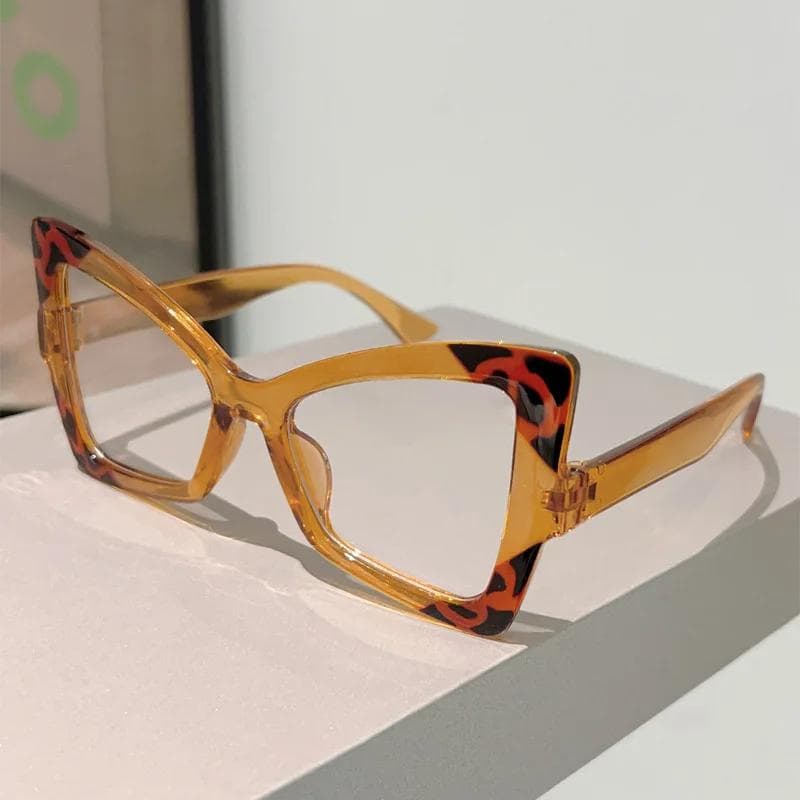 Fashionable Anti Blue Light Butterfly Cat Eye Glasses Color Blocking Full Frame Sunglasses Trendy Niche Eyewear as picture shows