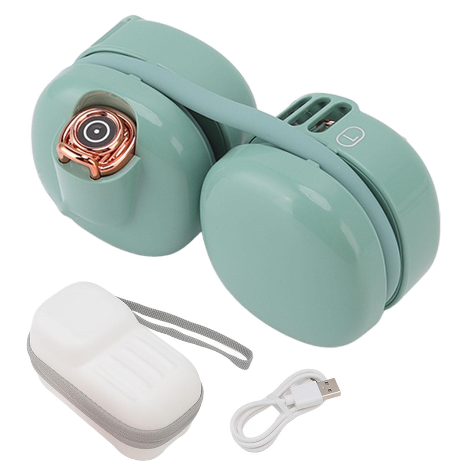 USB Charging Neck Fan Dual Fans Hands Free Super Airflow Light Foldable Portable Neck Fan for green