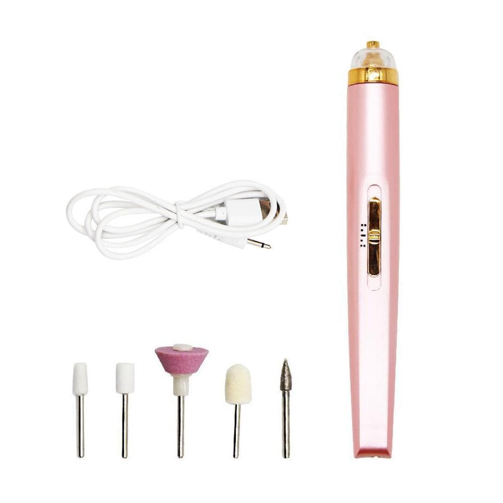 5In1 Electric Nail Drill Machine with Light Portable Electric Manicure Art Pen Tools for pink