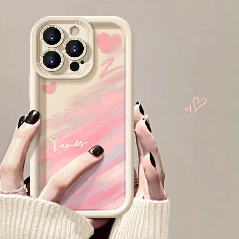 Applicable To Apple 15plus Mobile Phone Case IPhone 13/14promax Pink Smudge 12/11 Silicone Lamb Skin iPhone 6s Plus