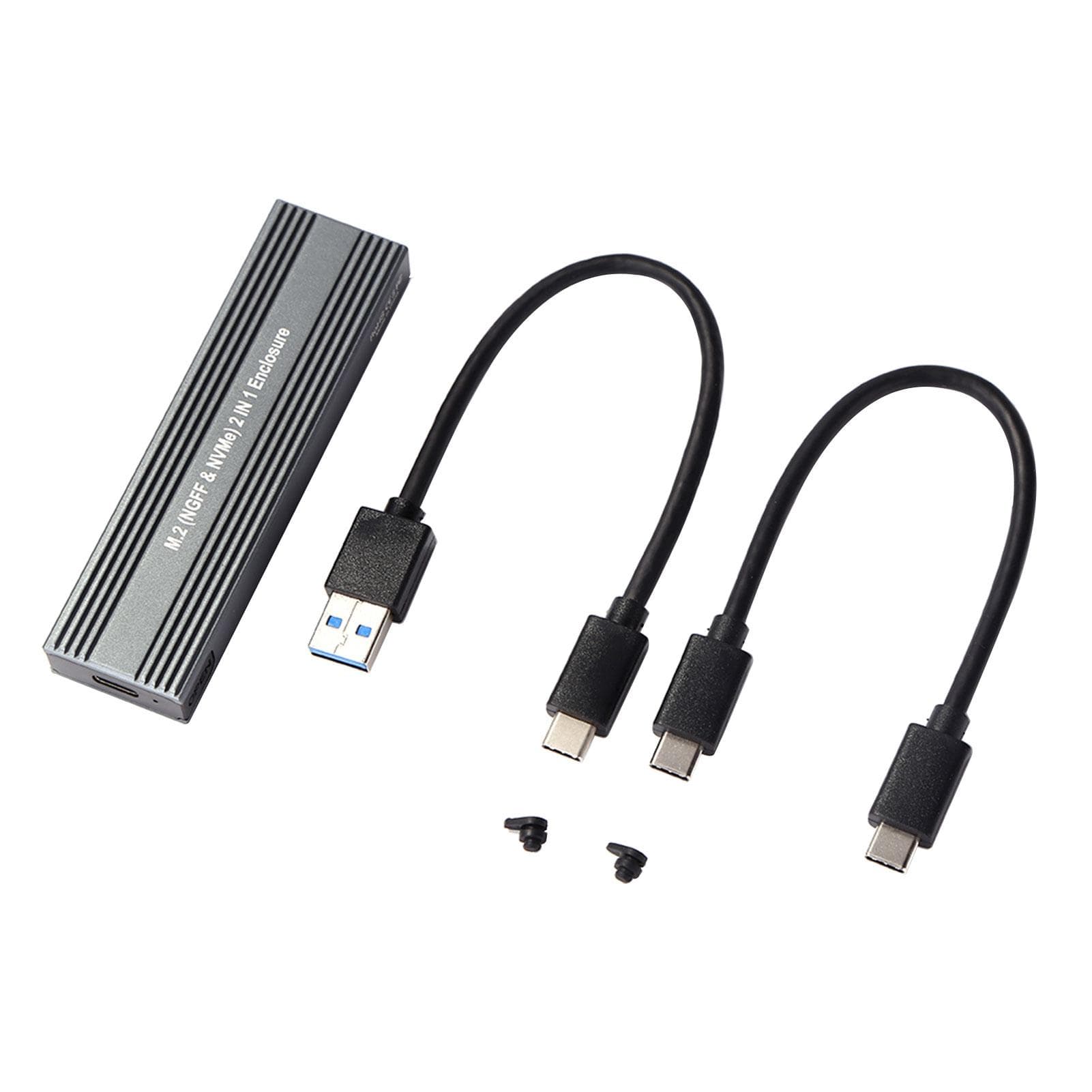 M2 SSD Case NVME Enclosure M.2 to USB Type C 3.1 SSD Adapter for Dual Protocol NVME PCIE NGFF SATA black