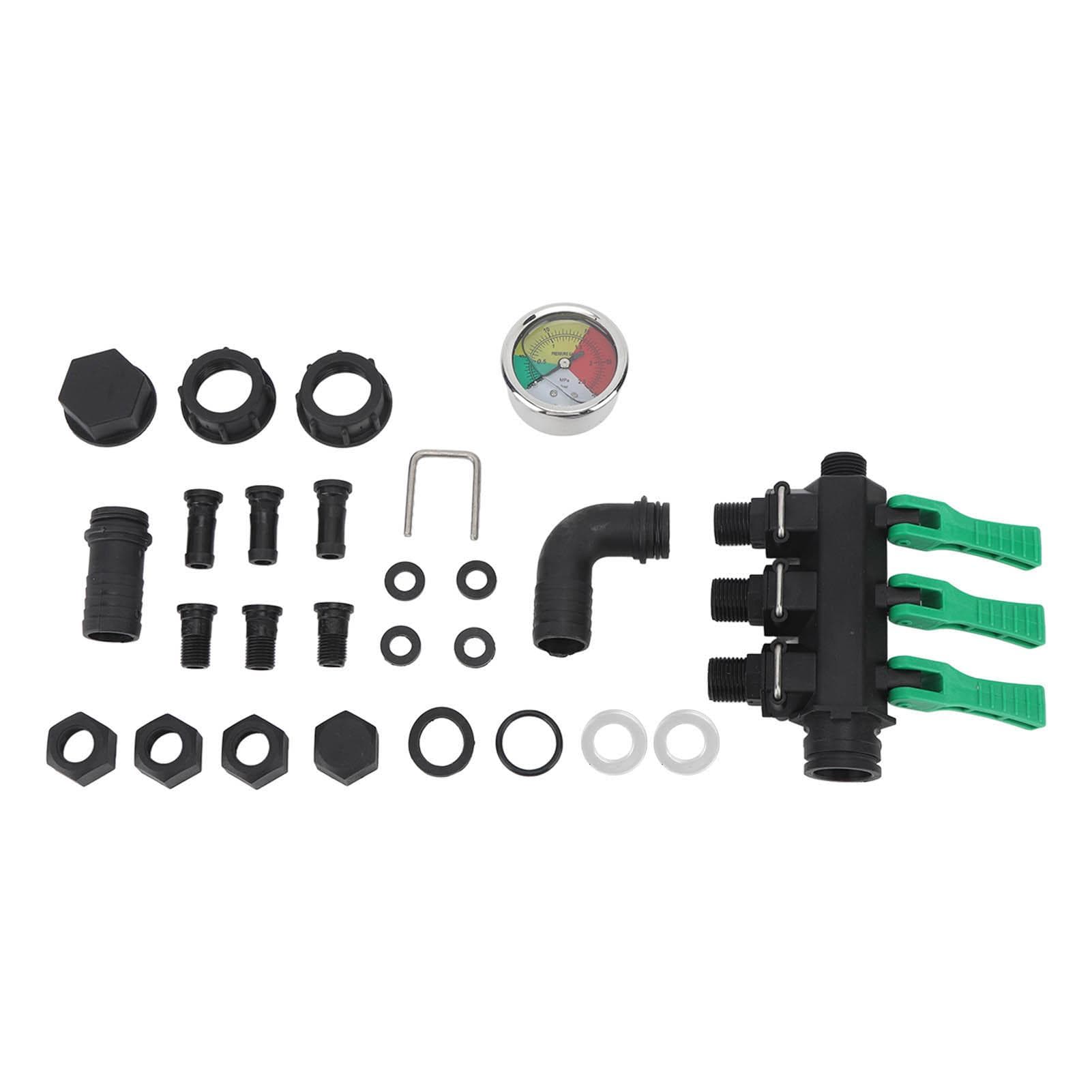 Agricultural Pesticide Sprayer Splitter with Shut Off Valve Pressure Gauge 3 Way Garden Hose