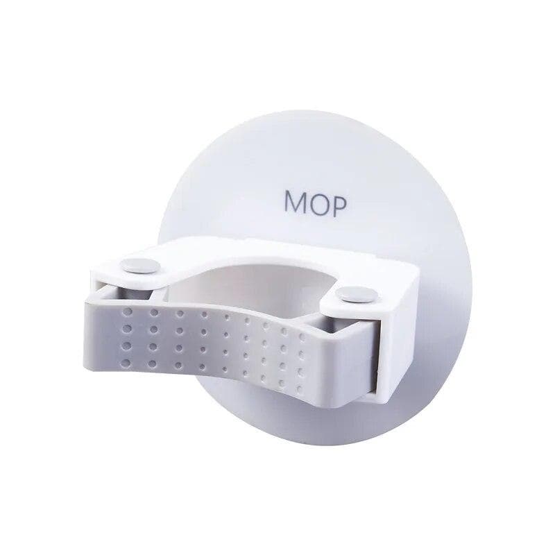 Wall Mounted Mop Holder Household Storage Broom Hanger Mop Hook Racks Clip Mop Storage Rack Hanger Organizer white