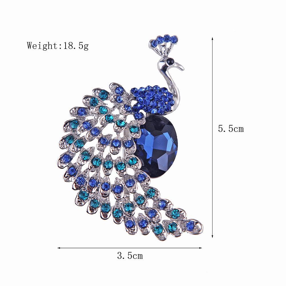 Lanhao Retro Crystal Peacock Brooch - Stylish Korean Pin for Women
