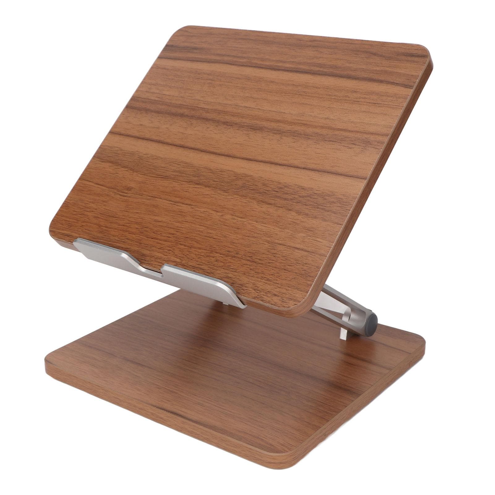 Wooden Laptop Stand Comfortable Ergonomic Regulable Design Aluminum Alloy Deep Wood Color Office