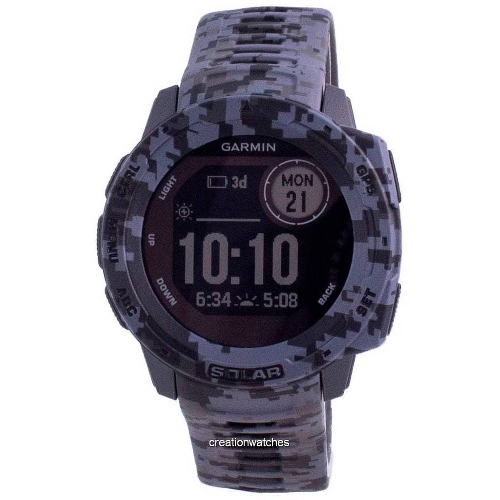 Garmin Instinct Solar Tactical Edition Graphite Camo Silicone Band 010-02293-05 Multisport Watch black