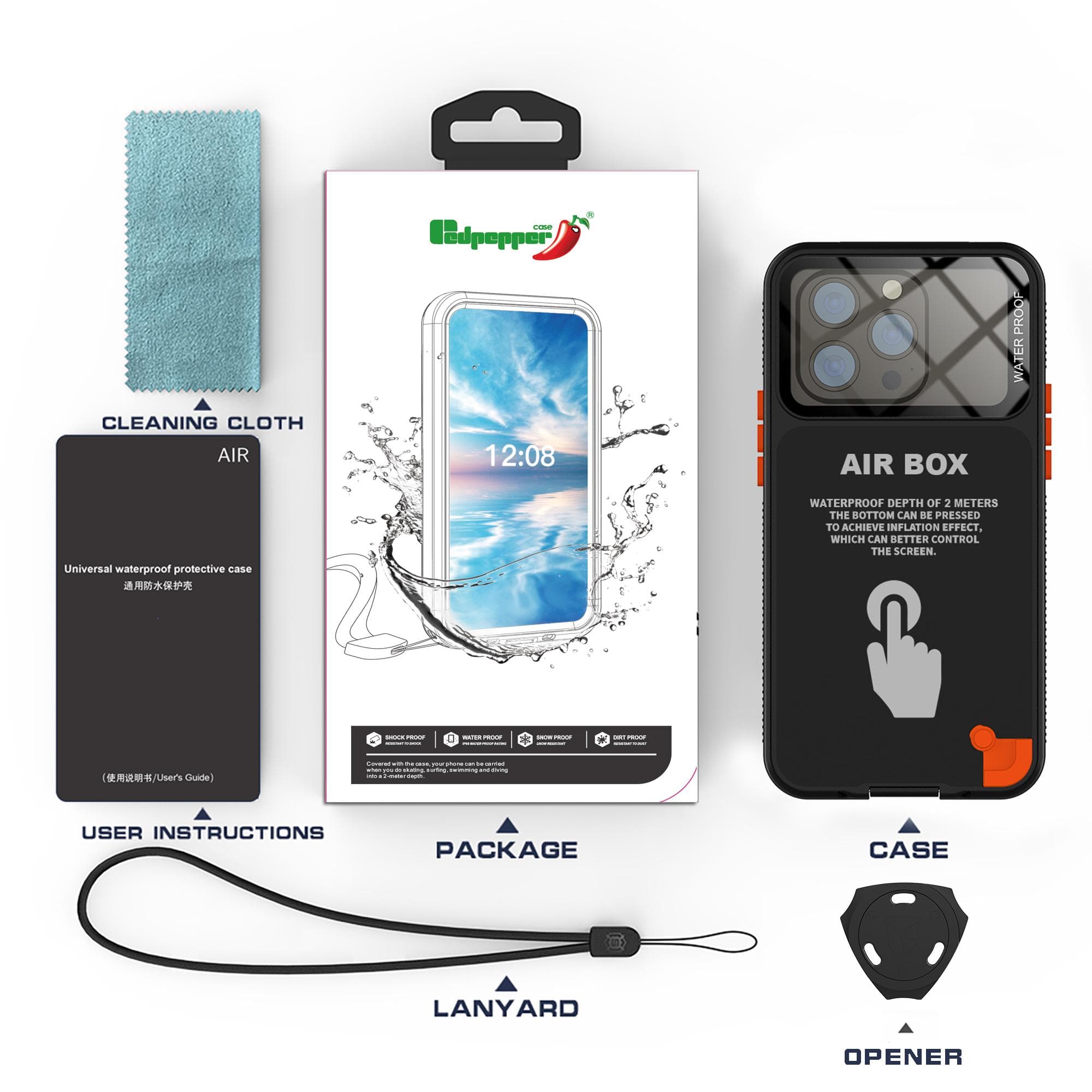 360 Full Waterproof Case For iPhone 15 14 13 12 Pro Max Plus Underwater Taking Dustproof Swimming Professional Diving Phone Case For iPhone 13