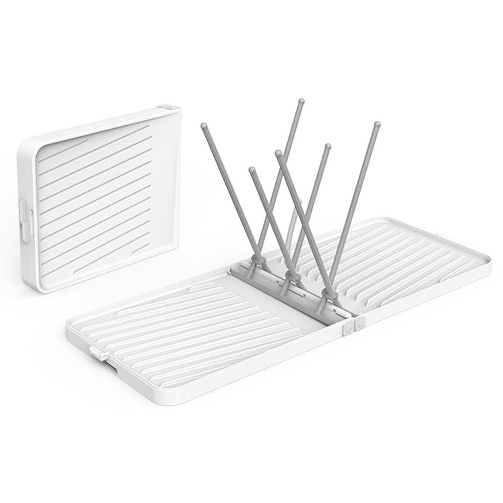 Foldable Baby Bottle Drying Rack with Tray Travel Baby Bottle Dryer Holder Space Saving Drying Rack white