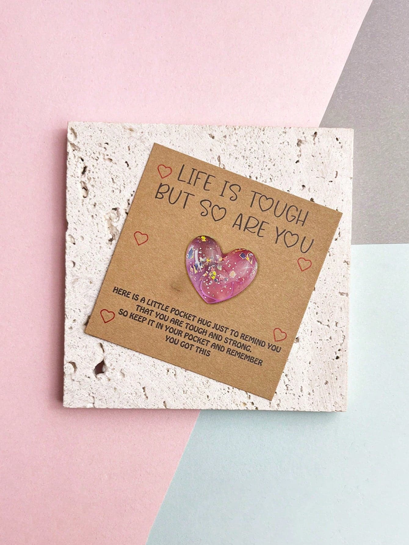 1 Set Of Heartwarming Resin Pocket Hug Cards - With Motivational Cards, Perfect For Birthdays, Weddings 1 Piece (purple-pink) multicolour