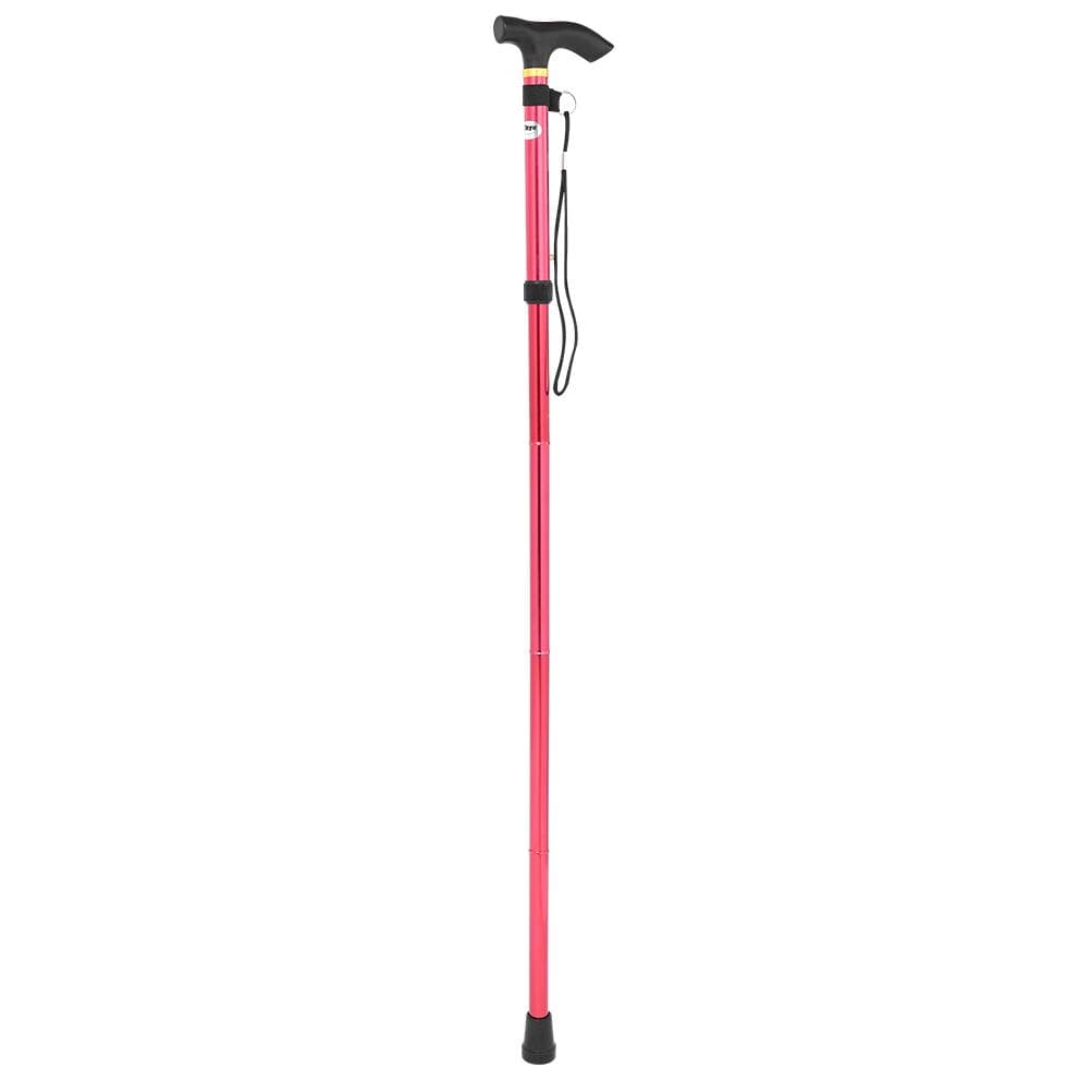 Aluminium Alloy Telescopic Lightweight Walking Cane Trekking Mountaineering Stick (Red)