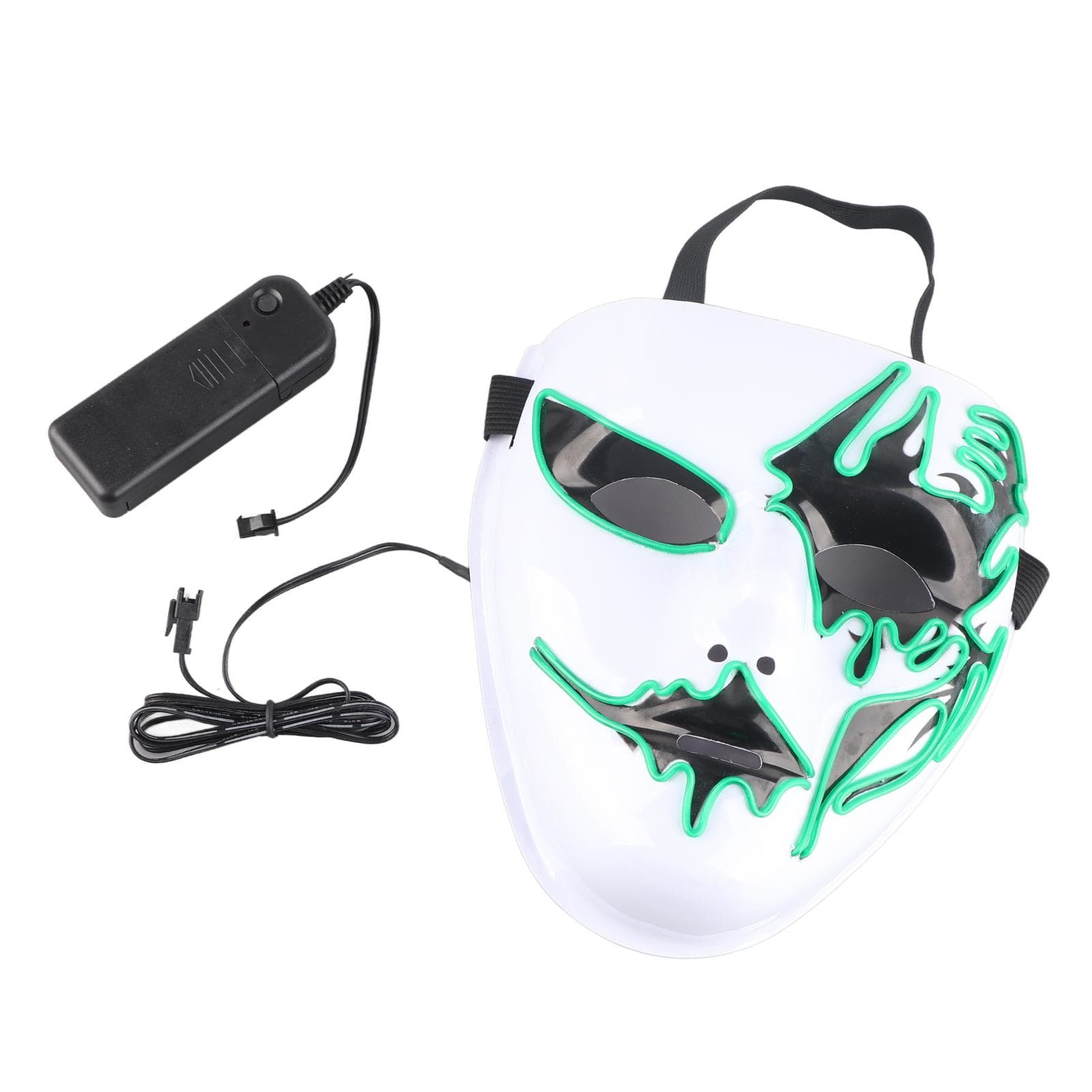 Masquerade Glowing Mask with EL Cold Light Plastic White Scary Luminous Mask for Party Halloween