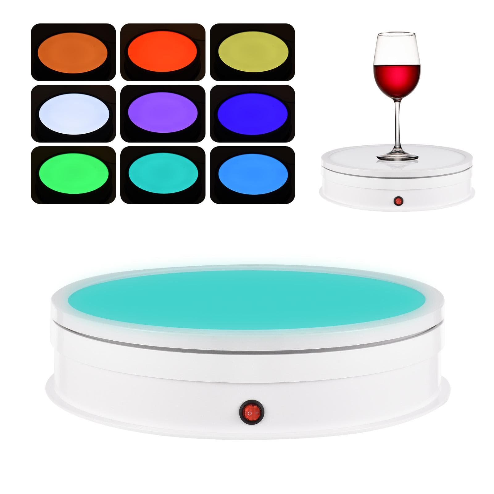 30CM/11.8in Motorized Rotating Display Stand with RGB Light Display Base 360 degrees Rotatable Electric white