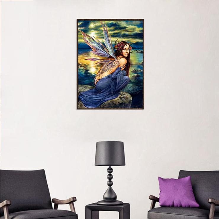 Diamond Painting Blue Butterfly Fairy Rhinestones Diamond Mosaic Home Decoration Diamond Embroidery 20X30CM