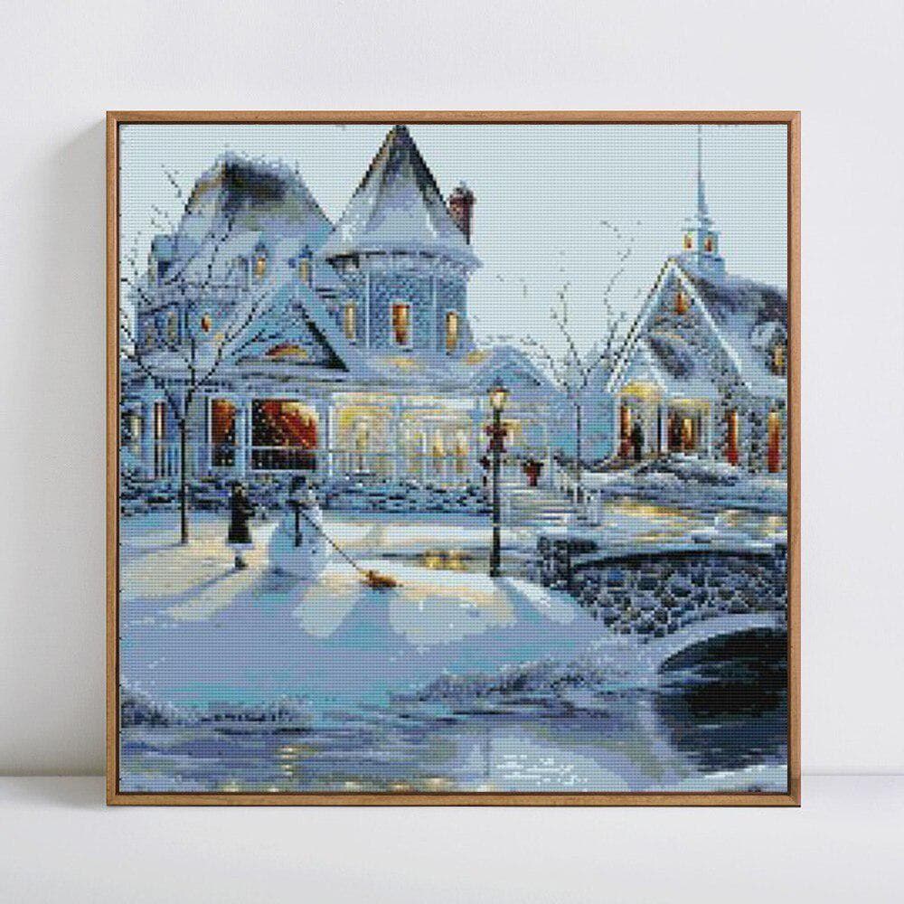 Diamond Embroidery Landscape Winter Castle Full Round Mosaic Scenic Diamond Painting 30x30CM