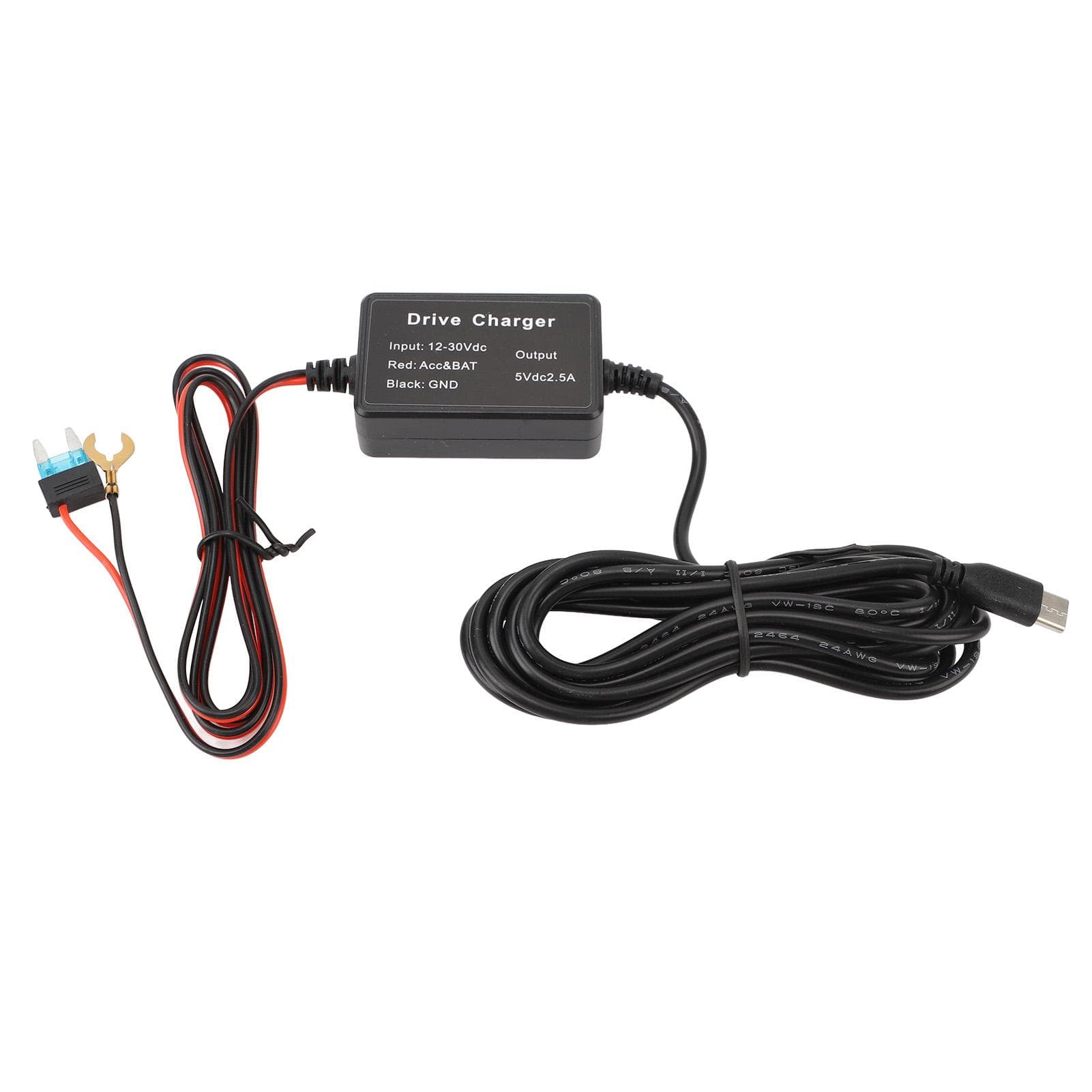 Dash Cam Hardwire Kit Stable Power Output 12V?30V to 5V Type C for Mirror Cam GPS Navigators Radar