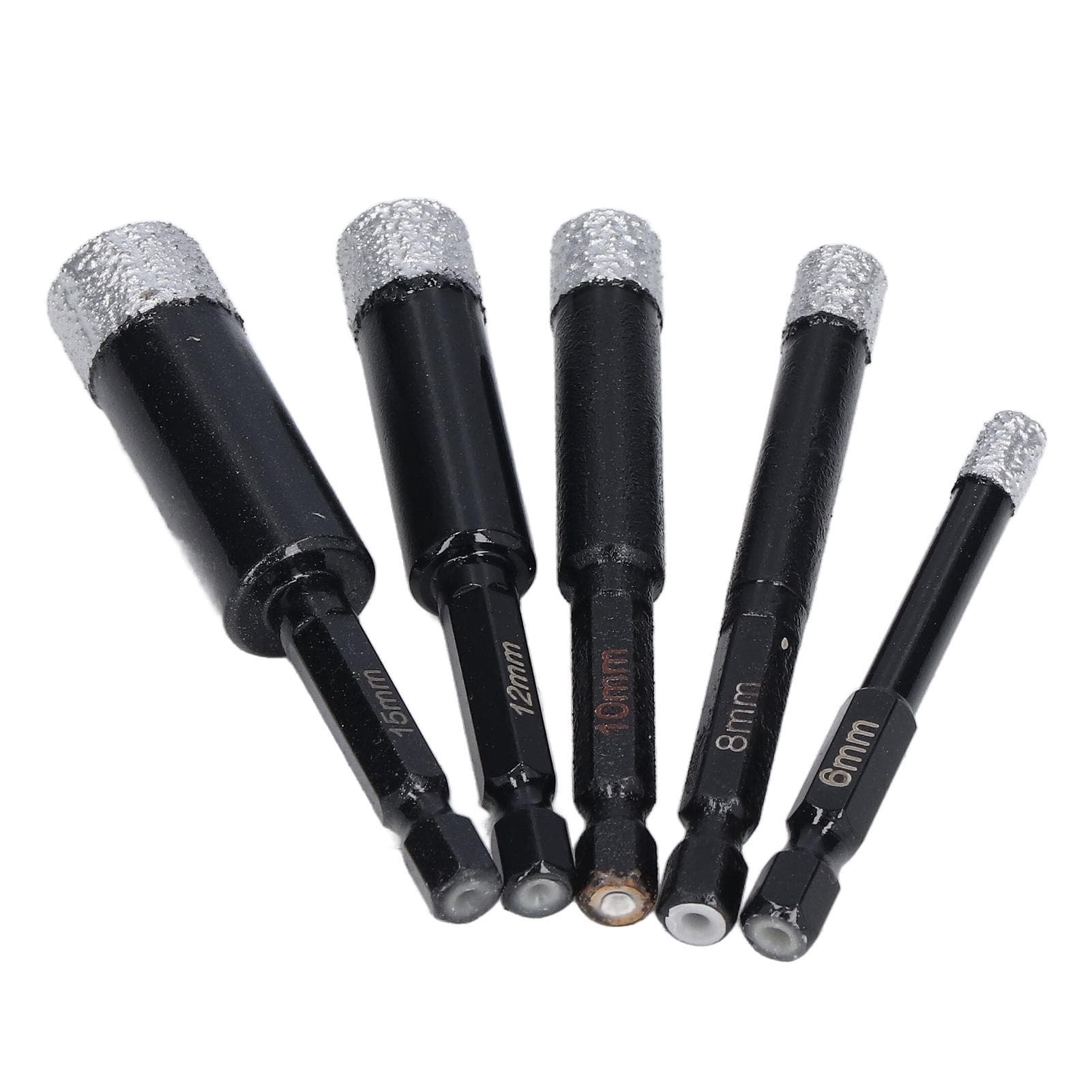 5PcsSet Diamond Hole Saw Hex Shank Granite Holes Opener for Ceramic Tiles Marble 6 8 10 12 15mm