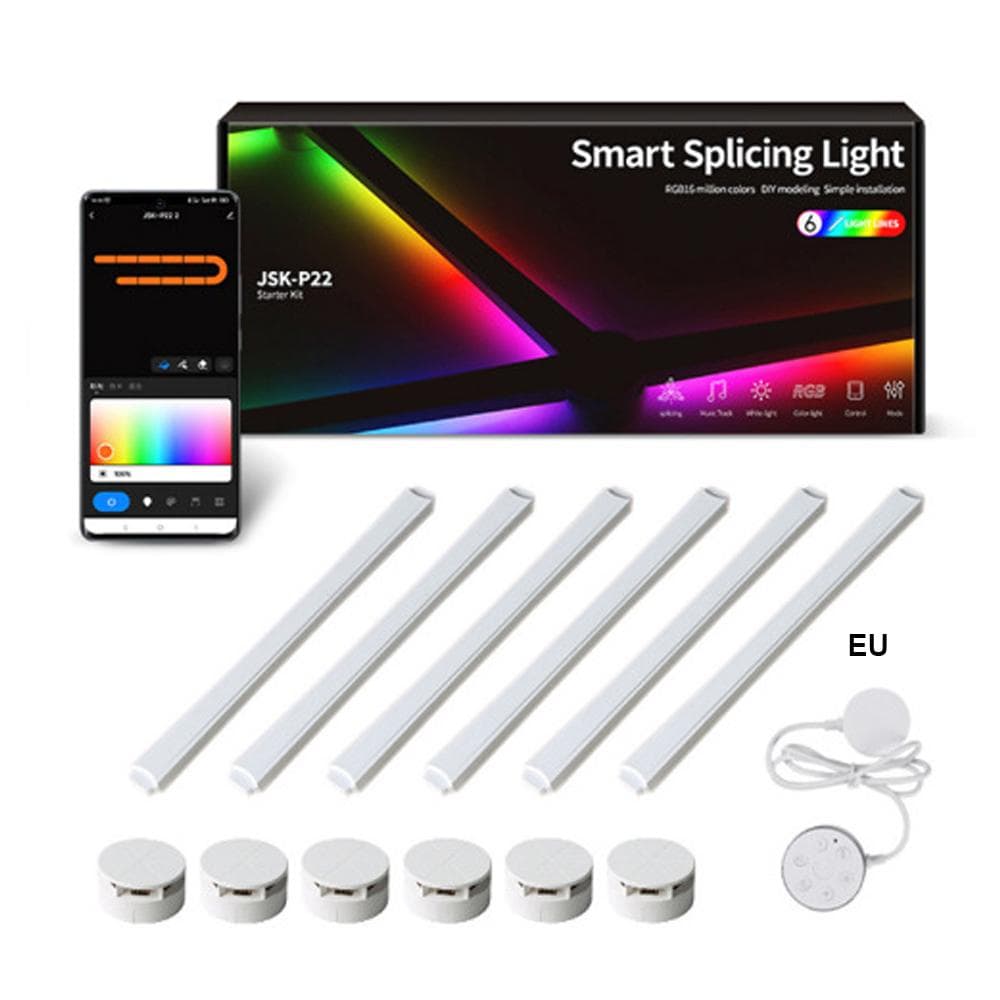 WIFI LED Smart Wall Lamp APP Control Light Bar DIY Ambient Night Light with Music Sync for Bedroom EU Plug white