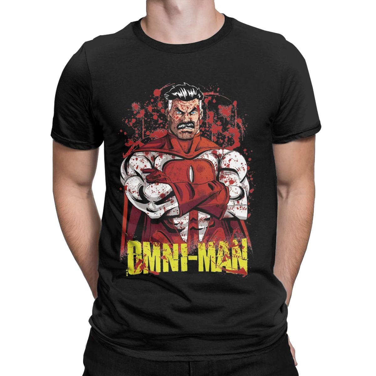 Invincible Comic T Shirt Men Cotton Fun T-Shirts Round Collar Tees Short Sleeve Tops Summer M black